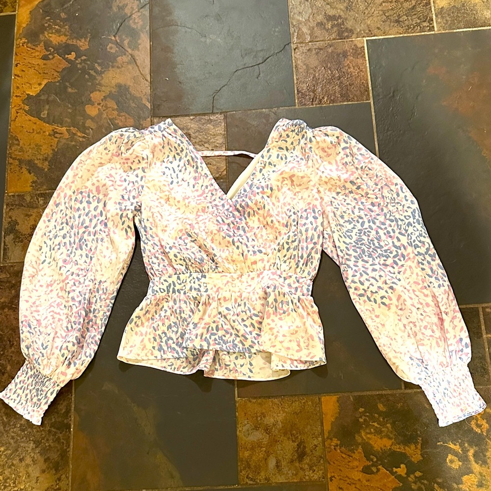 Express Pastel Leopard Print Blouse xs